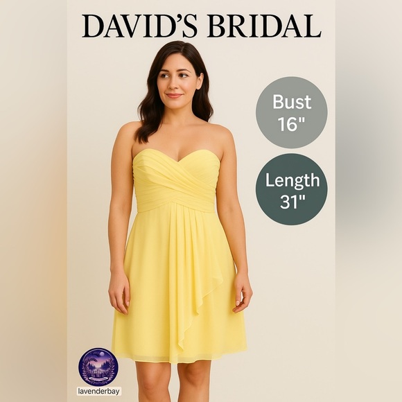 David’s Bridal Gorgeous Sunshine Yellow Formal Dress Size 8 style #F14847 - Picture 1 of 9